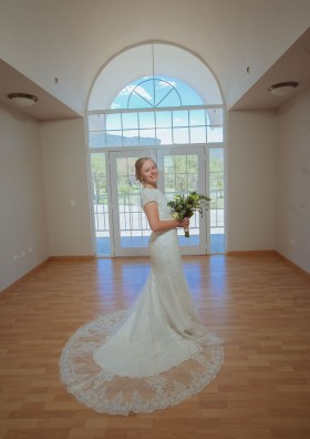custom made cap sleeve wedding dress