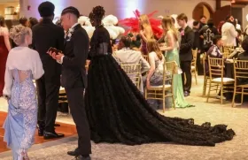 black corset prom dress